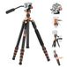 K&F CONCEPT Camerastatief van koolstofvezel, 173 cm, fotostatief met hydraulische kop ± 90 graden, videostatief monopod 182 cm met Arca Swiss voor DSLR, Max 5 kg, O255C4+FH-03