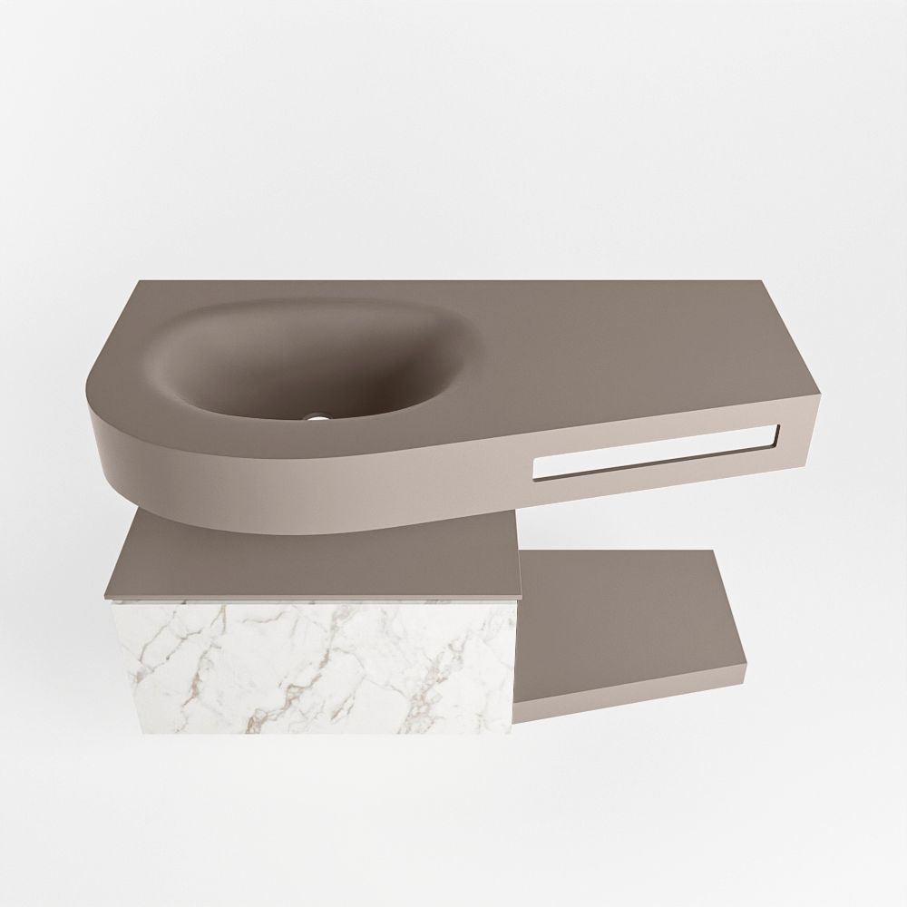 Mondiaz Riva Dulcet badkamermeubel links 100 smoke en carrara