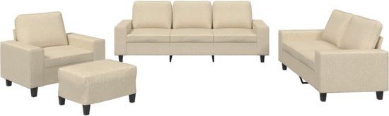 vidaXL 4-delige Loungeset Stof Crèmekleurig