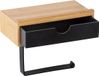Merkloos Toiletpapierhouder Bamsa met praktische plank van hoogwaardig bamboe, lade voor vochtige doekjes, houder voor wandmontage, incl. bevestigingsmateriaal, 18,5 x 14 x 10,5 cm, natuur/zwart
