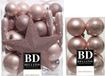 Bellatio Decorations Boules de Noël rose pâle - 5-6-8 cm - 45 pièces - étoile en plastique 19 cm - mélange mat et brillant