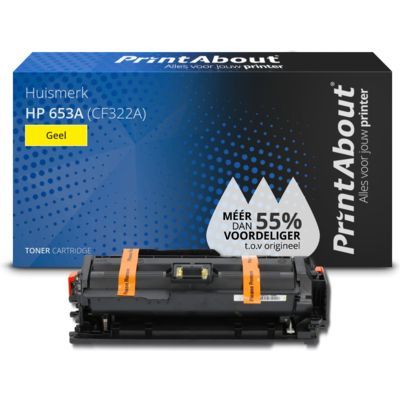 PrintAbout Huismerk HP 653A (CF322A) Gele Toner - Compatibel - 18000 Pagina's