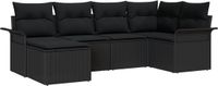 vidaXL Tuinbank Set 6-zits Zwart Polyrattan