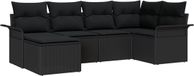 vidaXL Tuinbank Set 6-zits Zwart Polyrattan