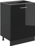 Vicco Keukenonderkast R-Line, Zwart hoogglans/Antraciet, 60 cm