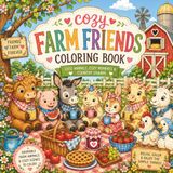 Cozy Farm Friends Coloring Book: Cute Cozy Farm Animal Coloring Pages for Adults and Teens Featuring Cottagecore Scenes, Relaxation, and Stress Relief