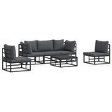 vidaXL - Tuinbank - Set - 6 - st - Zwart - Aluminium