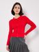Apricot Zip Through Ribbed Knit Cardigan Red