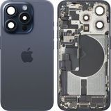 Apple Coque Batterie iPhone 15 Pro, Avec Châssis Central, Pièces Complètes, Bleu (Titane Bleu), Échange Premium