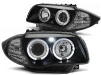 Viking Choice BMW Koplampen dual halo rims geschikt voor BMW 1 E87/E81/82/88 04-11 ANGEL EYES ZWART