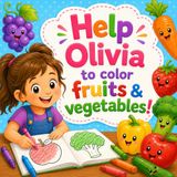 Help Icecat Help Olivia to color fruits & vegetables: Cute Coloring Book