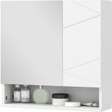 Armoire murale avec miroir pour salle de bain, placard de rangement, 2 portes, 55 x 17 x 55 cm, blanc