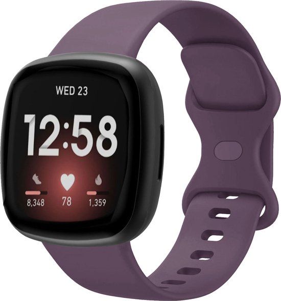 Strap-it Smartwatch bandje - siliconen - donkerpaars - Fitbit Versa 3 / 4 / Sense / 2 - Maat L