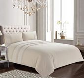 Rapport home Charlotte geborduurde dekbedovertrekset - elegant zacht beige beddengoed met delicaat bloemenborduurwerk, luxe onderhoudsvriendelijk dekbedovertrek en kussenslopen (kingsize maat)