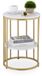 Merkloos Relaxdays Bijzettafel met opbergruimte - 57x40 cm - Marmer look - Woonkamer - Wit-Goud