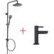 Icecat Système de douche séparable noir Robinet de baignoire cascade Robinet de douche Douche 2 fonctions Douchette et robinet de lavabo noir Hauteur 93,4 mm Robinet pour salle de bain