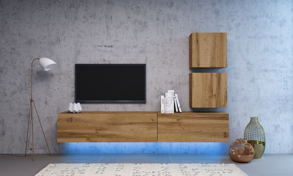 Perfecthomeshop Hangend TV meubel Wotan Eiken & LED