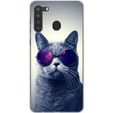 Samsung Galaxy A21 Cat met bril Siliconen hoesje