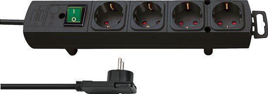 Brennenstuhl Comfort-Line Plus Stekkerdoos - 4-Voudig - Zwart - 2m - Met Platte Stekker
