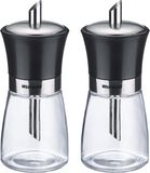 Westmark 2 suikerstrooiers, 190 ml, Glas/RVS/Kunststof, Transparant/Zwart/Zilver