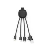 Xoopar Ine Smart NFC-functie, zwart, van gerecycled leer, multi-USB-kabel, 4-in-1, universele oplader, ontworpen met milieuvriendelijke materialen