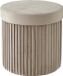 Merkloos Omgoods Ronde Opbergpouf met Velours en Opbergruimte 38 cm Beige