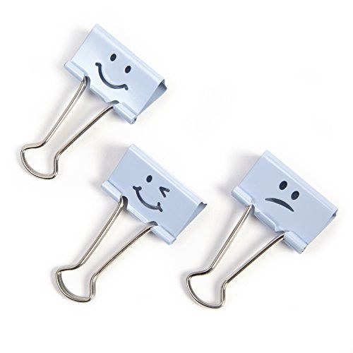 Rapesco Foldback Clips - 32mm Powder Blue Emoji Clips (Box of 20)