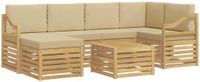 vidaXL - Buiten - bank - set - 7 - st - Wit - en - Beige - Polyester