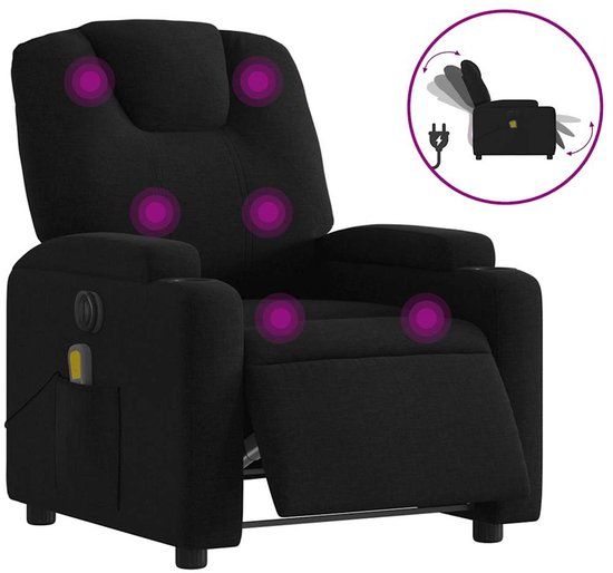 vidaXL Massagestoel elektrisch verstelbaar stof zwart