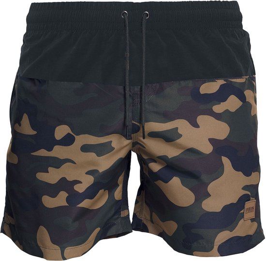 Urban Classics Block Swim Heren Zwembroek - woodland/zwart - M