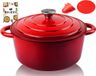 Overmont Braadpan 26 cm geëmailleerd gietijzer met deksel rood