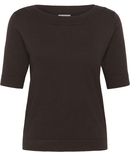 Kaffe KAlizza boatneck solid Pullover Dames Trui - Coffee Bean