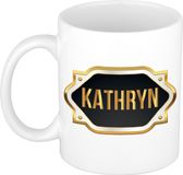 Bellatio Decorations Kathryn naam cadeau mok / beker met gouden embleem - kado verjaardag/ moeder/ pensioen/ geslaagd/ bedankt
