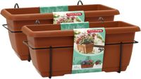 PLASTICFORTE Jardinière de balcon - 2x - terre cuite - 40 cm - jardinière avec support - bac à fleurs