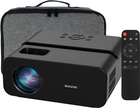 Auronic Beamer 10.000 Lumen - WiFi - 1080P Full HD - Smart Mini Beamer - Zwart