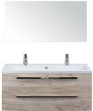 BES LED Seville Badmeubelset 120 cm - 2 Laden Craft Oak - Wastafel Djazz Enkel 2 Kraangaten met Spiegel