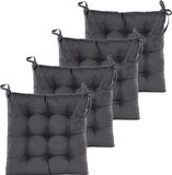 Anna's Collection Coussin de chaise matelassé - 6x - anthracite - 38 x 38 cm