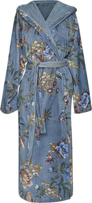 Pip Studio Secret Garden Badjas - Blue - Unisex - XL - Met capuchon