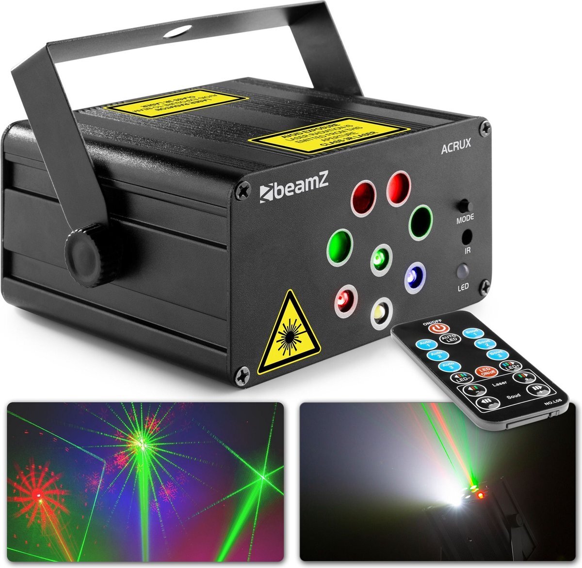 BeamZ Laser lichteffect - BeamZ Acrux party laser met 4 lasers (rood / groen) en gekleurde LED's