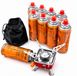 SMH LINE® Mini Camping kooktoestel - Gasbrander - Opvouwbaar - Incl. 8x gasflessen