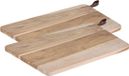 Set de 2x planches à découper/planches de service en bois avec poignée en cuir 40 cm