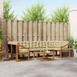 vidaXL Hoek loungeset Acacia hout Natuurlijk en beige