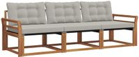 vidaXL Acacia Hout Bank Loungeset 3-delig Natuurlijk en Lichtgrijs