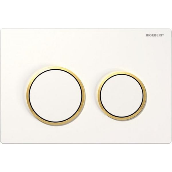 Geberit Omega20 bedieningsplaat Omega20 DF kunststof 21.2x14.2cm wit/goud/wit 115.085.KK.1