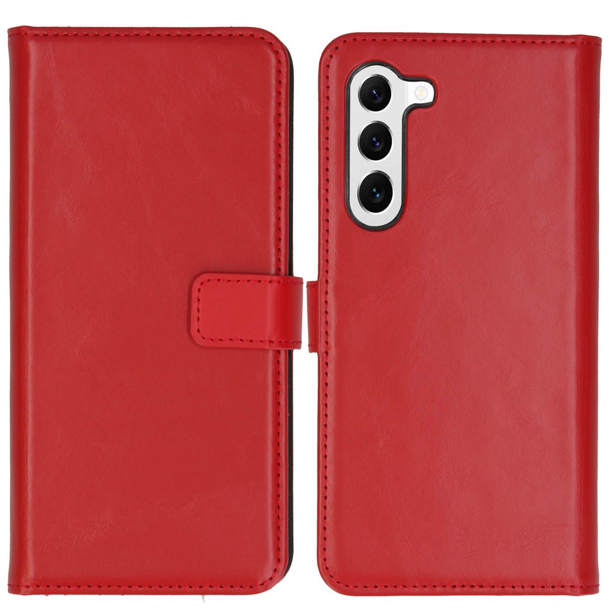 Selencia Echt Lederen Bookcase voor Samsung Galaxy S23 - Rood - Wallet Case