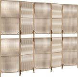 vidaXL Kamerscherm 5 panelen poly rattan beige