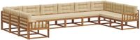 vidaXL - Hoek loungeset - 10 zitplekken - Natuurlijk en beige - Acacia hout