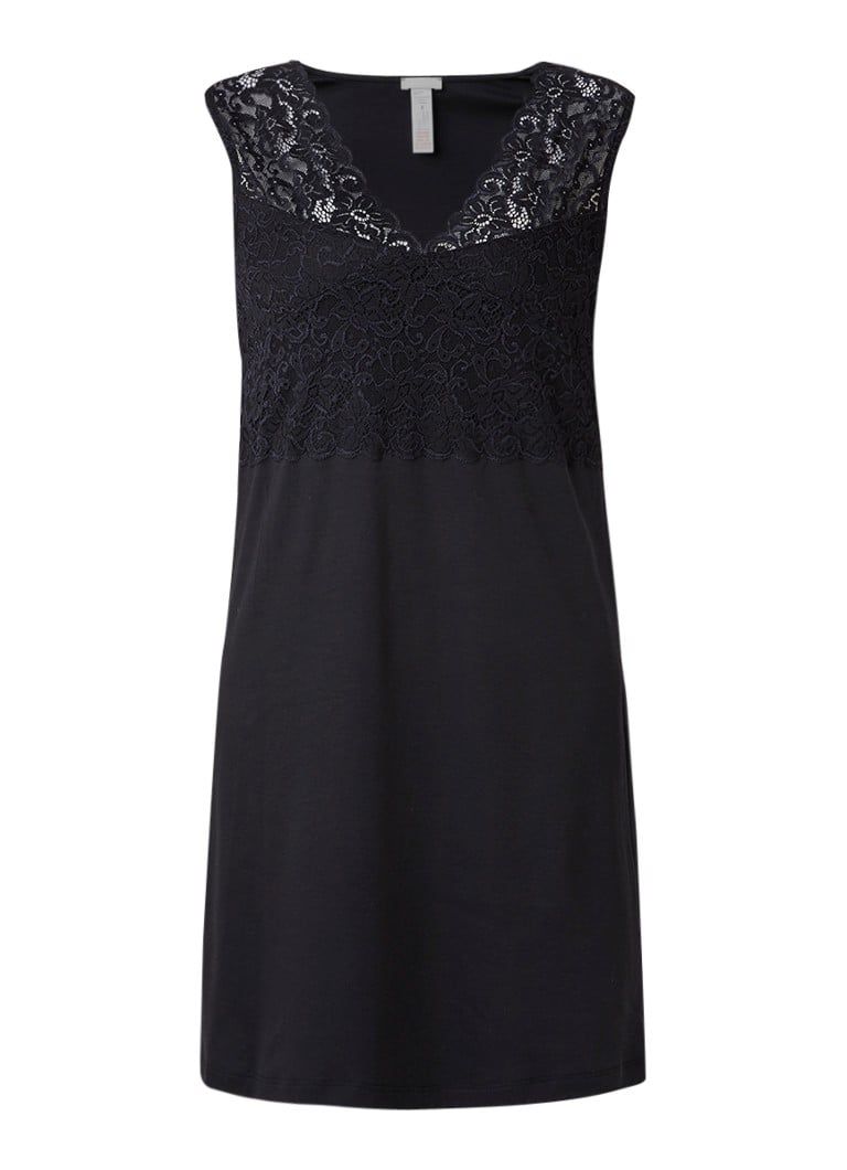 Hanro Moments Mouwloos Nachthemd met Kant