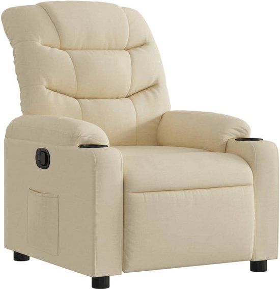vidaXL Fauteuil verstelbaar stof crèmekleurig