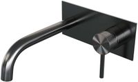 Brauer Gunmetal Carving Inbouw Wastafelmengkraan met Gebogen Uitloop en Afdekplaat Model A1 Gunmetal Geborsteld PVD